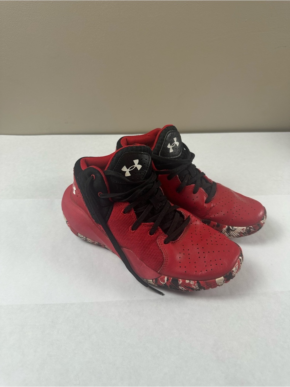 Under Armour Red and Black Kids' High-Top Sneakers